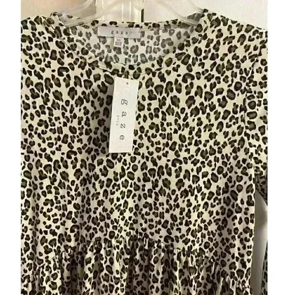 NWT GAZE Leopard Print Ruffle Hem, XS - Picture 2 of 5